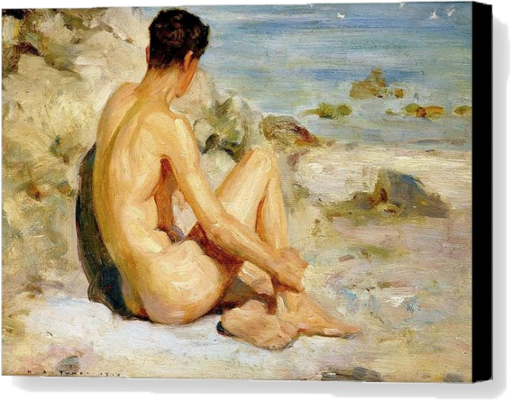 naked boy on the beach by henri tuke